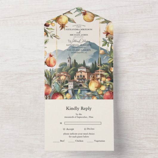 Comomeer Italië Bestemming Bruiloft All In One Uitnodiging (Binnen)