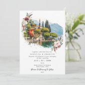 Comomeer, Italië bloemenbruiloft uitnodiging (Staand voorkant)