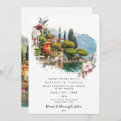 Comomeer, Italië bloemenbruiloft uitnodiging (Voorkant / Achterkant)