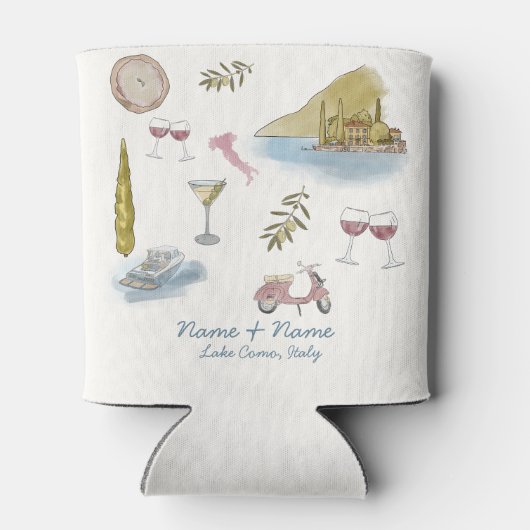 Comomeer Italië bruiloft Waterverf Blikjeskoeler (Achterkant)