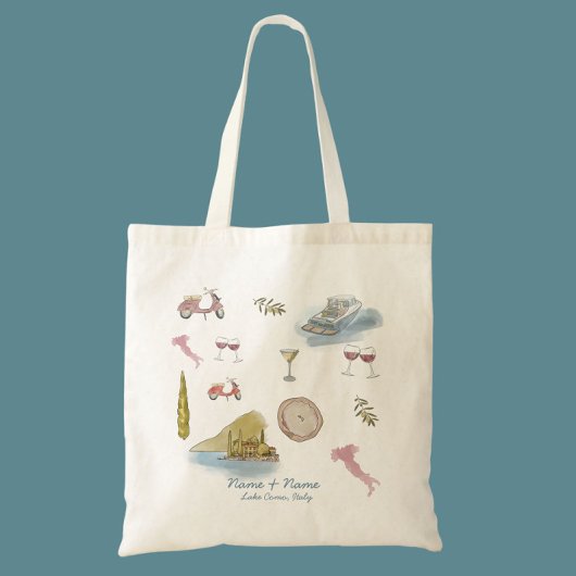 Comomeer Italië bruiloft Waterverf Grote Tote Bag