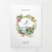 Comomeer Italië | Geïllustreerde bruiloft Drieluik Uitnodiging (Cover)