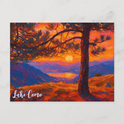 Comomeer Italië Retrogebergte Briefkaart (Voorkant)