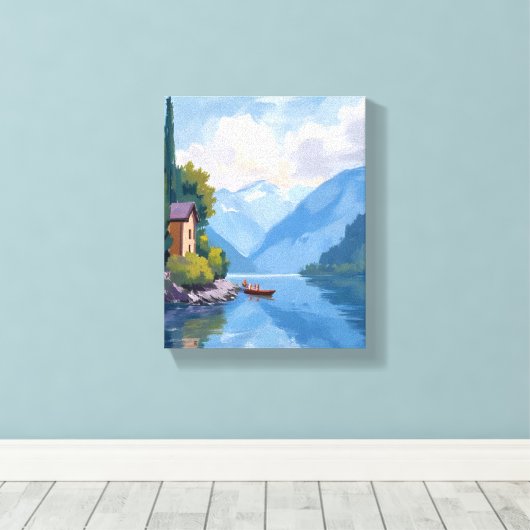 Comomeer, Italië Schilderkunst Canvas Afdruk (Insitu (Houten vloer))