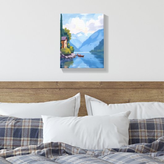 Comomeer, Italië Schilderkunst Canvas Afdruk (Insitu (Slaapkamer))