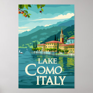 Comomeer Italië Vintage Beroemde Reisplaats Poster
