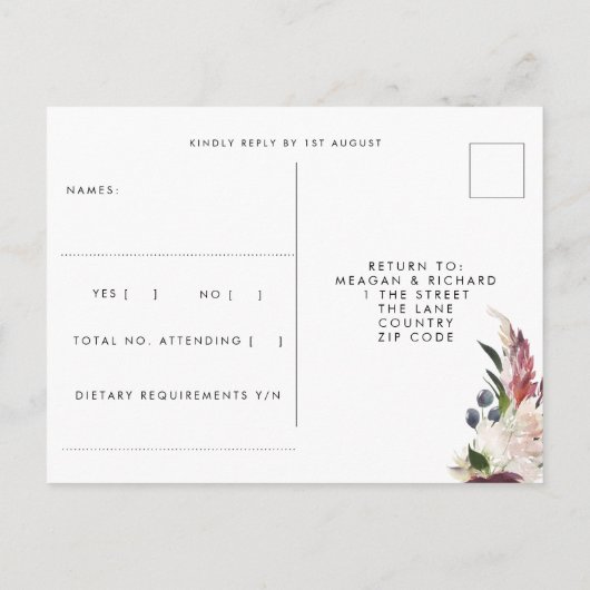 Comomeer Italië zomer bruiloft rsvp briefkaart (Achterkant)