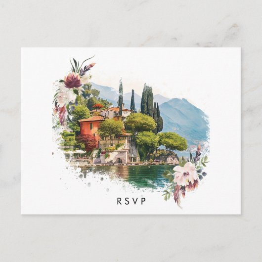 Comomeer Italië zomer bruiloft rsvp briefkaart (Voorkant)