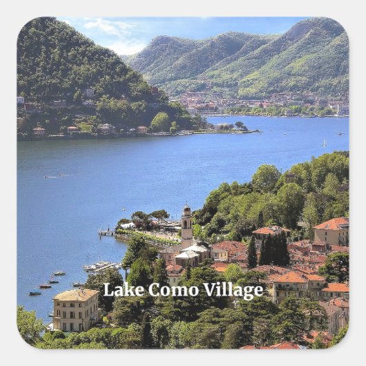 Comomeer Village, schilderachtig foto, Vierkante Sticker (Voorkant)