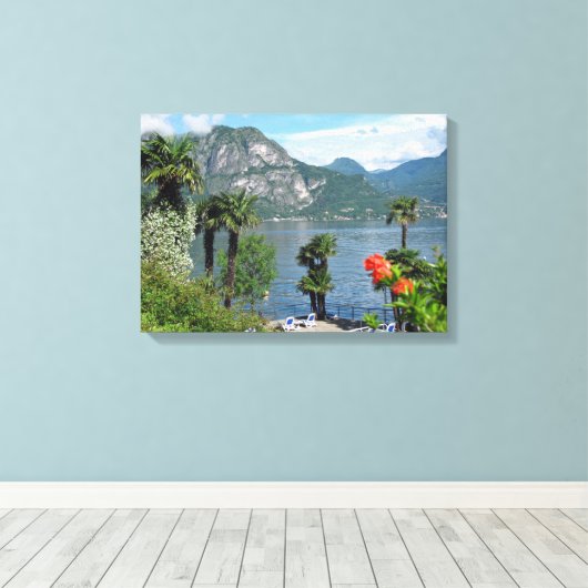 Comomeer zoals gezien vanuit Bellagio Canvas Afdruk (Insitu (Houten vloer))