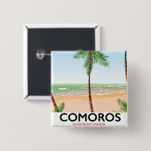 Comoren eiland vakantieposter. vierkante button 5,1 cm (Voorkant /achterkant)