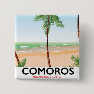 Comoren eiland vakantieposter. vierkante button 5,1 cm