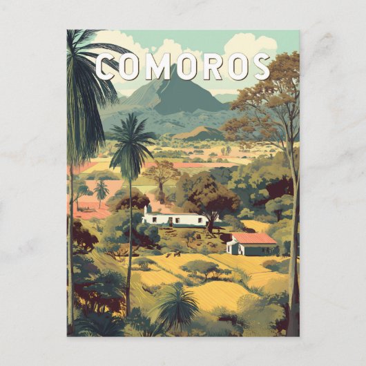 Comoren Illustratie Reis Kunst Vintage Briefkaart (Voorkant)