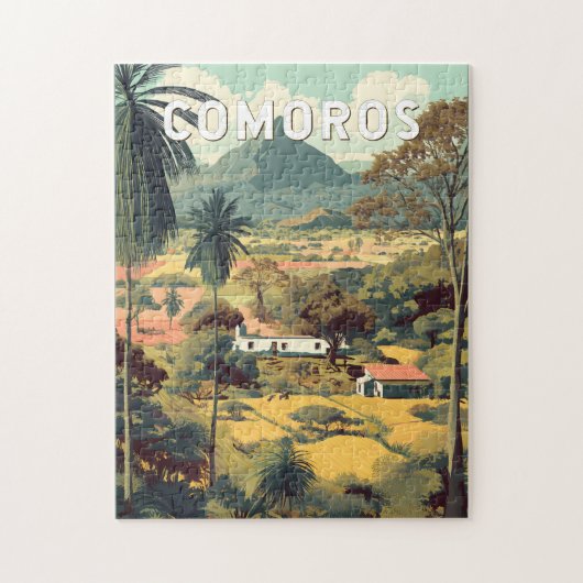 Comoren Illustratie Reis Kunst Vintage Legpuzzel (Verticaal)