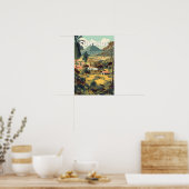 Comoren Illustratie Reis Kunst Vintage Poster (Keuken)