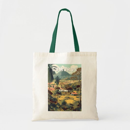 Comoren Illustratie Reis Kunst Vintage Tote Bag (Voorkant)
