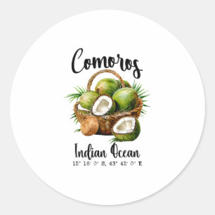 Comoren Kokosnoot Indische Oceaan Tropisch Eiland  Ronde Sticker