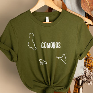 Comoren Landkaart Omtrek Comorese Grenslijn T-shirt