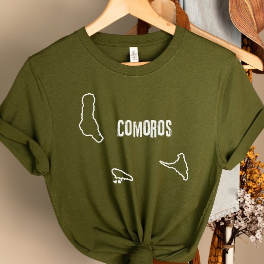 Comoren Landkaart Omtrek Comorese Grenslijn T-shirt