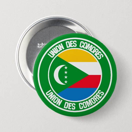Comoren Round Emblem Ronde Button 7,6 Cm (Voorkant /achterkant)