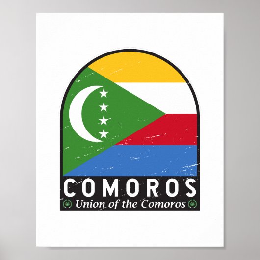 Comoren vlag embleem noodlijdende Vintage Poster (Voorkant)