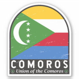 Comoren vlag embleem noodlijdende Vintage Sticker
