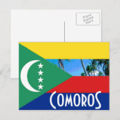 Comoren: vlag van de Comoren Briefkaart (Voorkant / Achterkant)