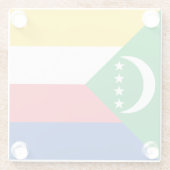 Comorese vlag glazen onderzetter (Achterkant)