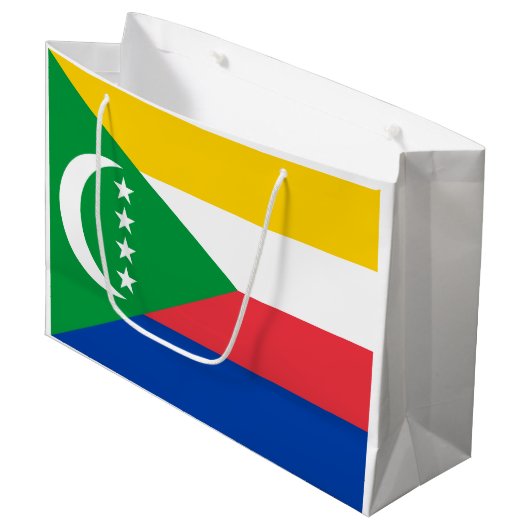 Comorese vlag groot cadeauzakje (Voorkant Gekanteld)