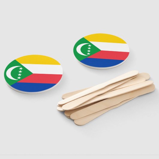 Comorese vlag handwaaier (Niet-gemonteerd)