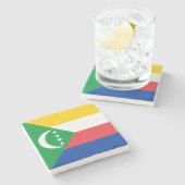 Comorese vlag stenen onderzetter (Zijkant)