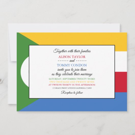 Comorese vlag, vlag van de Comoren bruiloft Kaart (Voorkant)