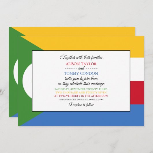 Comorese vlag, vlag van de Comoren bruiloft Kaart (Voorkant / Achterkant)