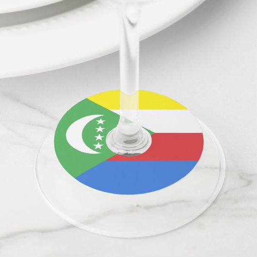 Comorese vlag wijnglaslabel (Dichtbij)