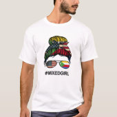 Comoros American Flag - VS Comorians Messy Bun T-shirt (Voorkant)