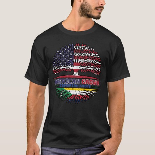 Comoros Comorian American USA Tree Roots Flag T-shirt (Voorkant)