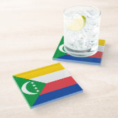 Comoros Flag Glazen Onderzetter (Schuin)