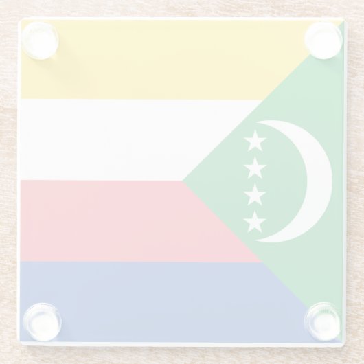 Comoros Flag Glazen Onderzetter (Achterkant)