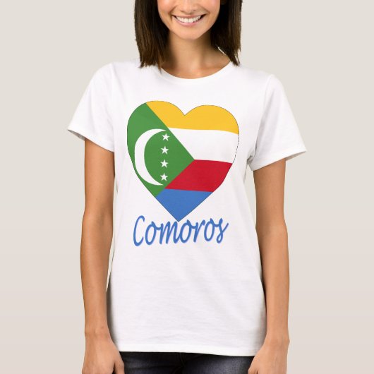 Comoros Flag Heart T-shirt (Voorkant)