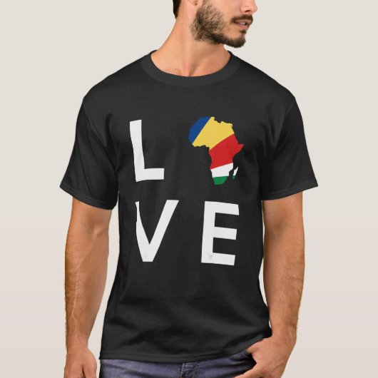 Comoros Flag Love Africa Continent Silhouette voor T-shirt (Voorkant)