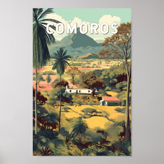 Comoros Illustration Travel Art Vintage Poster (Voorkant)