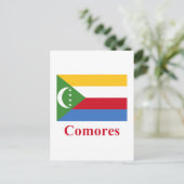Comoros vlag met naam in het Frans Briefkaart (Staand voorkant)