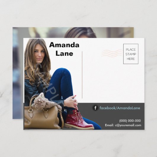 Comp Card Mailer Headshot Zed Card Briefkaart (Voorkant / Achterkant)