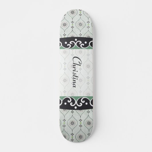 Comp Skateboard Blauw Bloem Patroon (Voorkant)