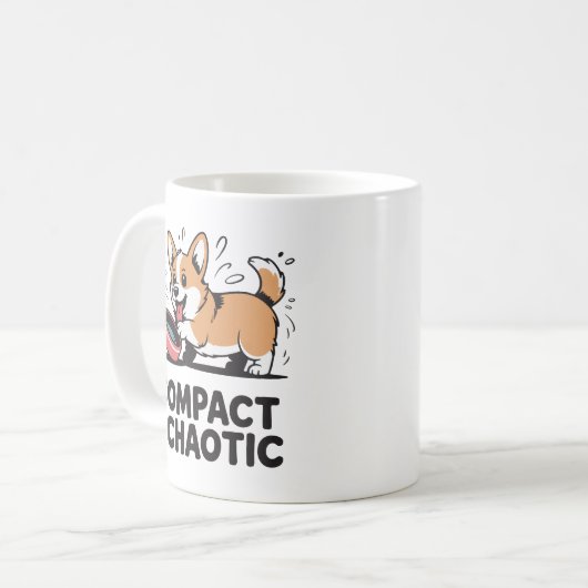 Compact and Chaotic Funny Corgi Quote Koffiemok (Voorkant links)