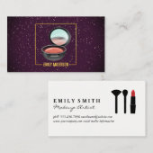 Compact en penseel maken | Paarse Sparkle Visitekaartje (Voorkant / Achterkant)