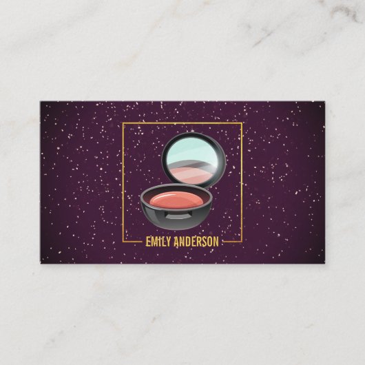 Compact en penseel maken | Paarse Sparkle Visitekaartje (Voorkant)