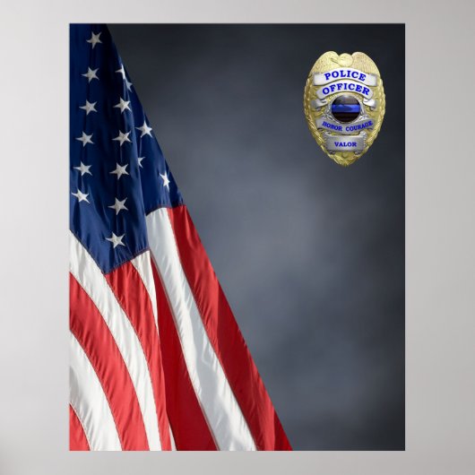 COMPACT POLICE PHOTO BACKDROP - Flag en badge Pos Poster (Voorkant)