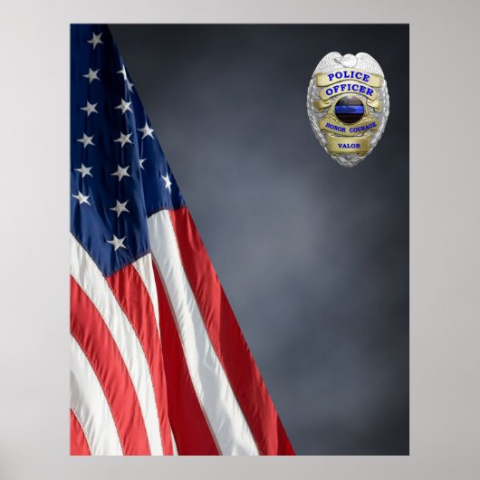 COMPACT POLICE PHOTO BACKDROP - Flag en badge Pos Poster (Voorkant)