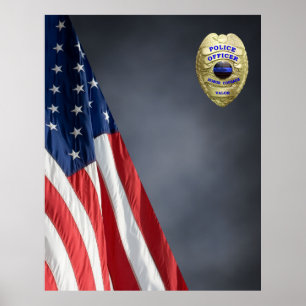 COMPACT POLICE PHOTO BACKDROP - Vlag en badge Poster